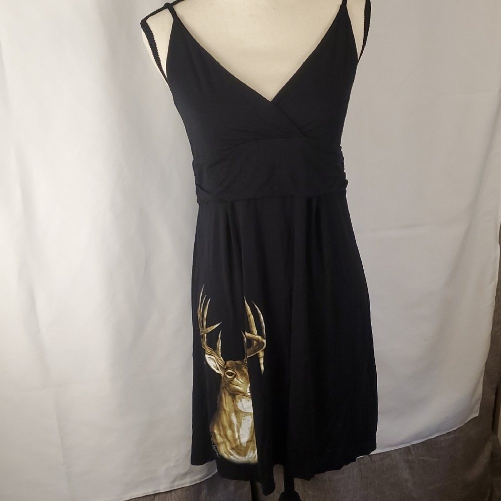 Black and Gold Spaghetti Strap Midi Sundress